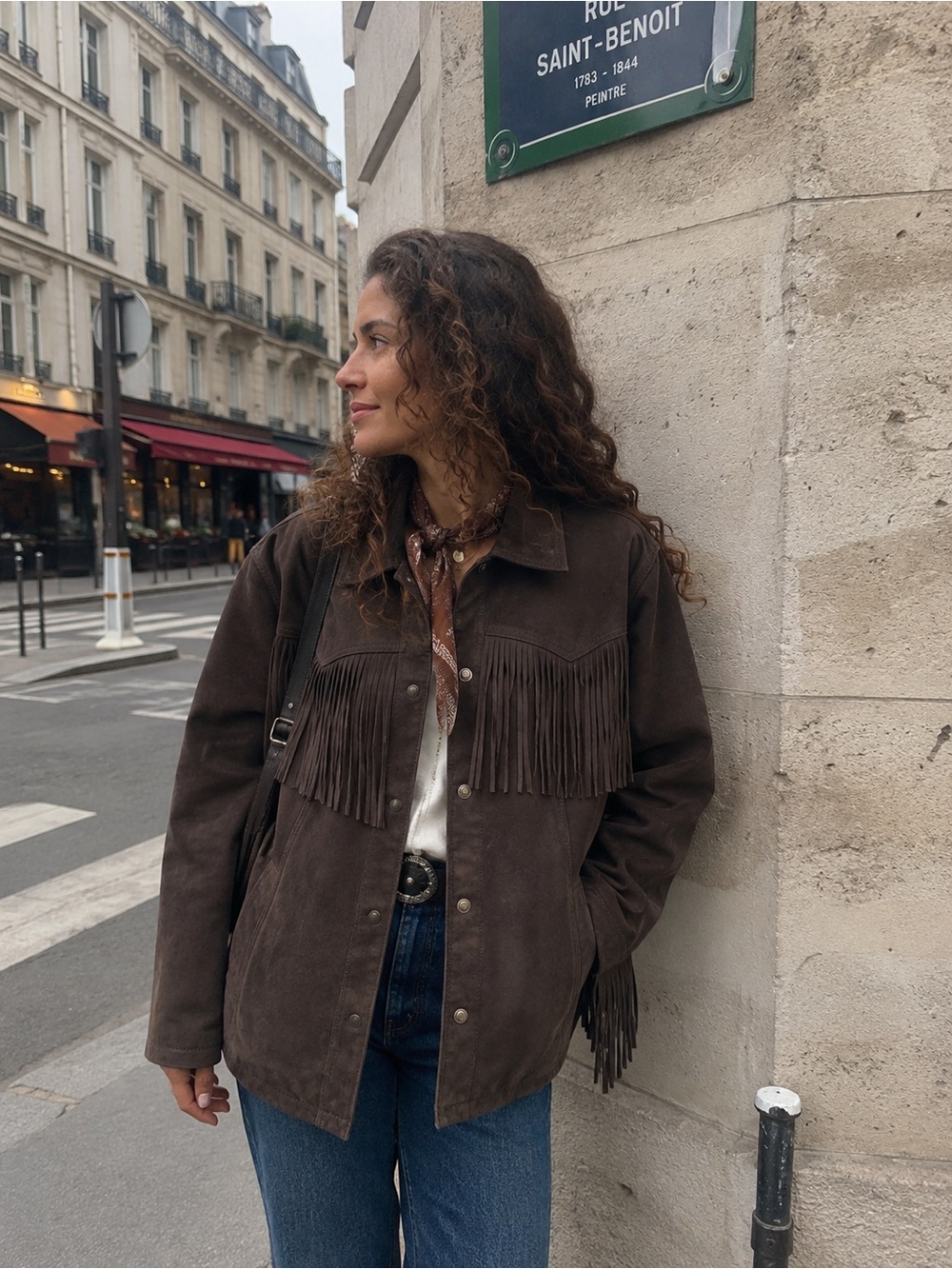 Free people We The Free Fringe Out Suede Jacket chocolate brown
